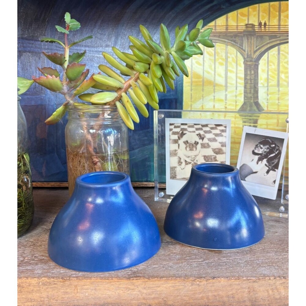 Vintage IKEA Blue Ceramic Tealight Candle Holder 18431 2003 Modern Home Decor